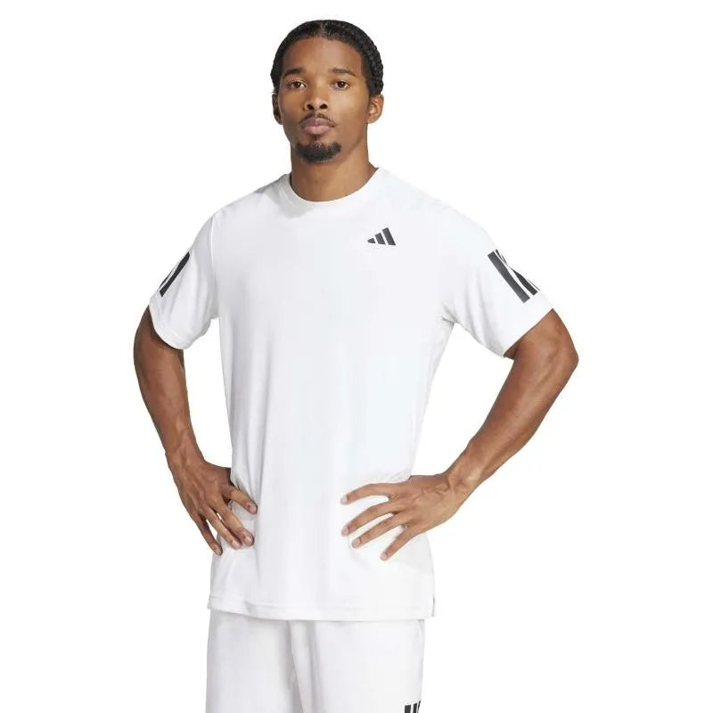 Adidas T-shirt Club 3 Stripes Blanc Noir - vue 3