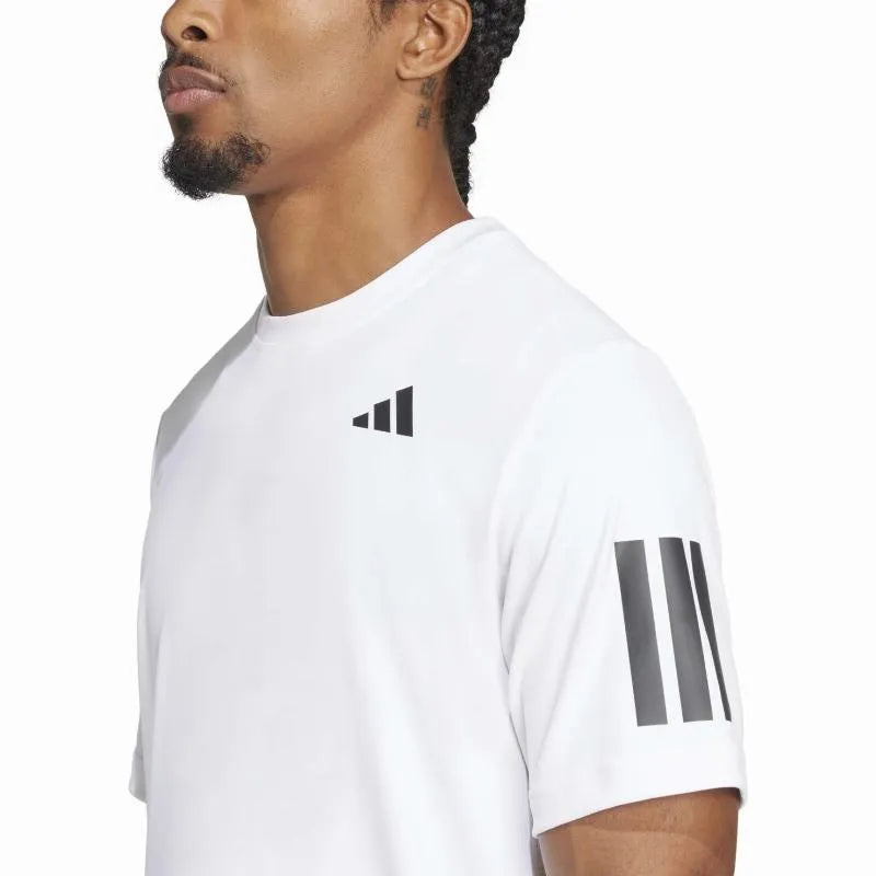 Adidas T-shirt Club 3 Stripes Blanc Noir - vue 6