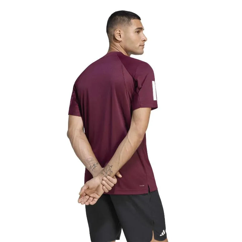 Adidas T-shirt Club 3 Stripes Marron - vue 2
