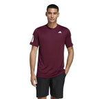 Adidas T-shirt Club 3 Stripes Marron - vue 3