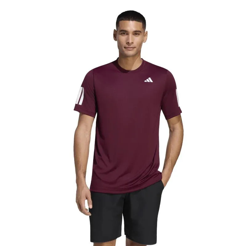 Adidas T-shirt Club 3 Stripes Marron - vue 3
