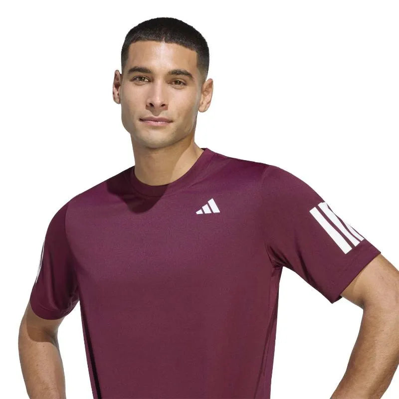 Adidas T-shirt Club 3 Stripes Marron - vue 5