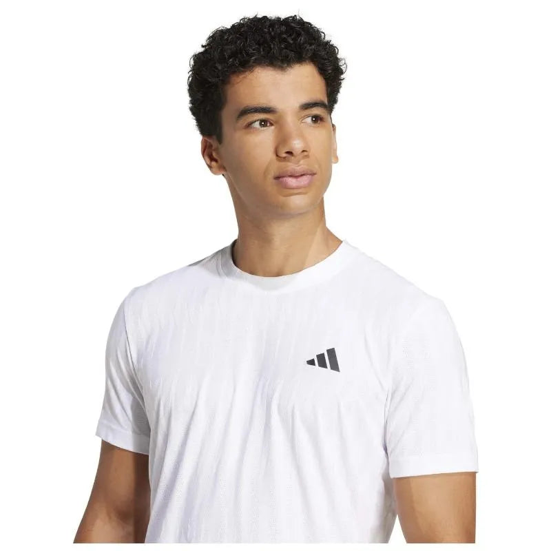 Adidas T-shirt Tennis Freelift Blanc Noir - vue 6