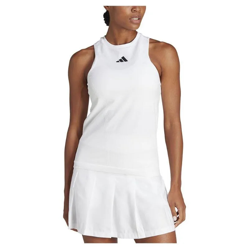 Adidas T-shirt Y-Tank Aeroready Pro Blanc - vue 6