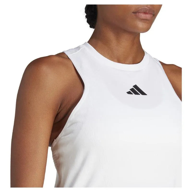 Adidas T-shirt Y-Tank Aeroready Pro Blanc - vue 8