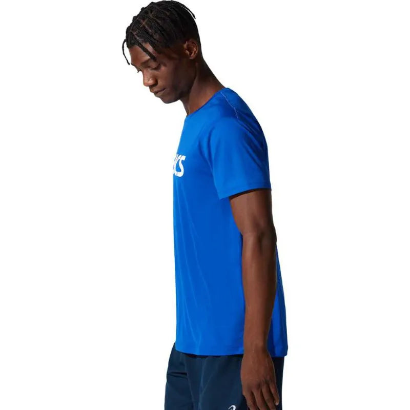 Asics T-shirt Core Logo Grande Bleu Blanc - vue 3