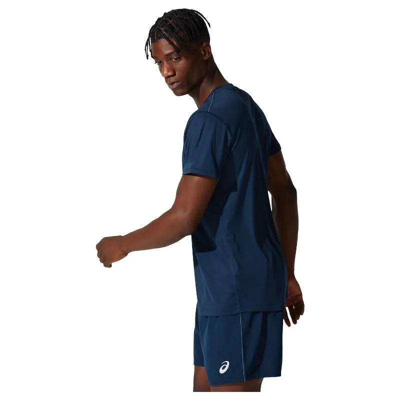 Asics T-shirt Core Top Logo Marino Blanc - vue 3