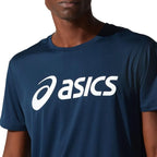 Asics T-shirt Core Top Logo Marino Blanc - vue 4