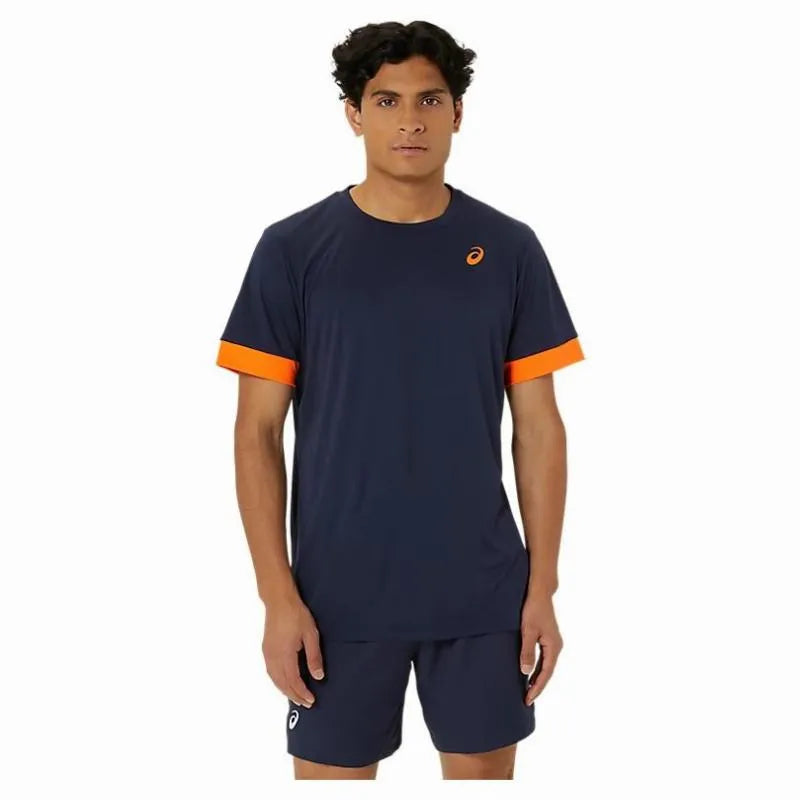 Asics T-shirt Court Bleu Minuit Orange