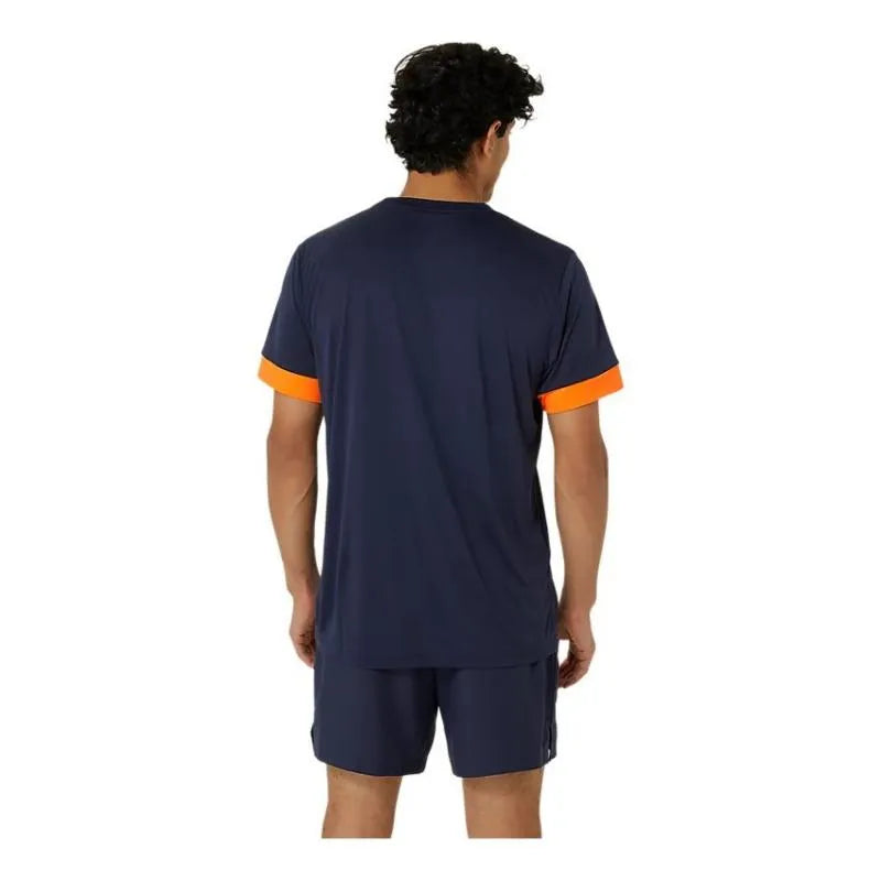 Asics T-shirt Court Bleu Minuit Orange - vue 2
