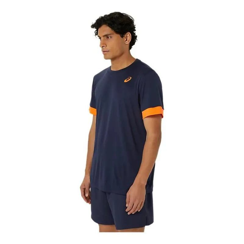 Asics T-shirt Court Bleu Minuit Orange - vue 3