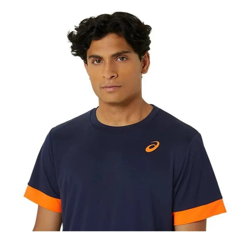 Asics T-shirt Court Bleu Minuit Orange - vue 4