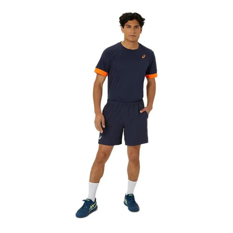 Asics T-shirt Court Bleu Minuit Orange - vue 5