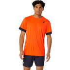 Asics T-shirt Court Orange Bleu Minuit