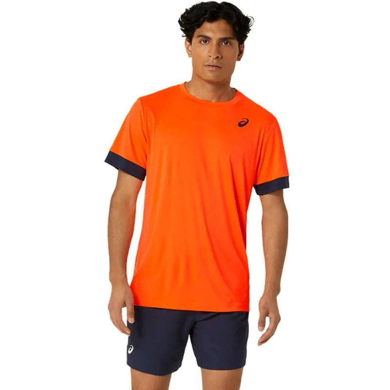 Asics T-shirt Court Orange Bleu Minuit