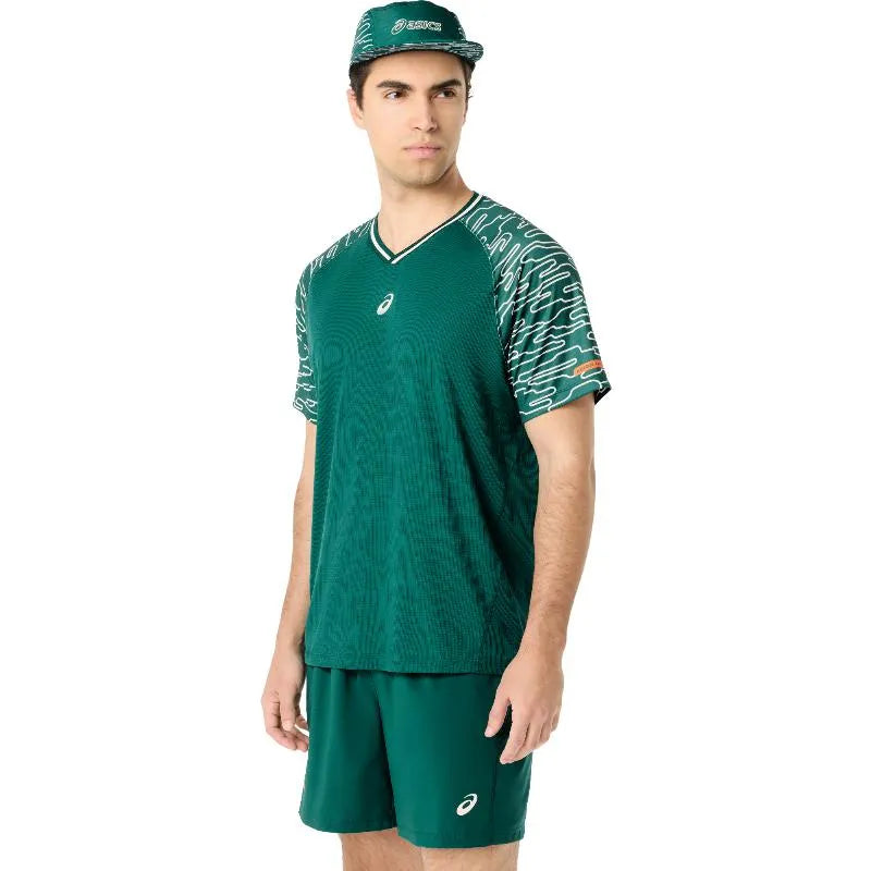 Asics T-shirt Court SS Top Vert Foncé - vue 3