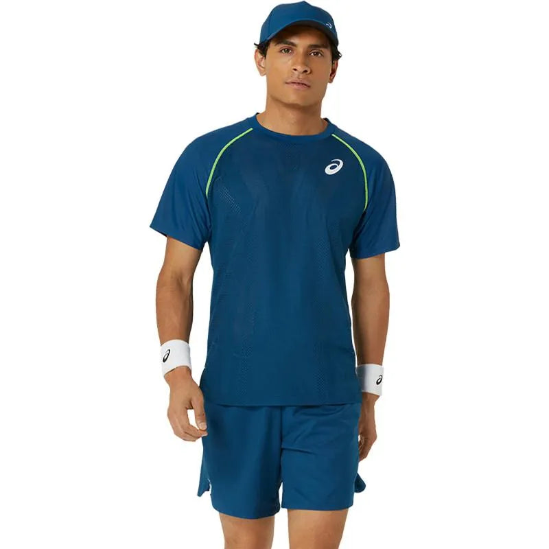 Asics T-shirt Match Bleu Mako