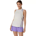 Asics T-shirt Padel Court Print Crema Pourpre Femme