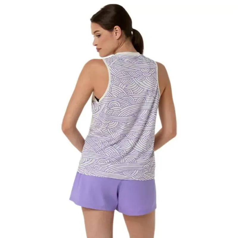 Asics T-shirt Padel Court Print Crema Pourpre Femme - vue 2