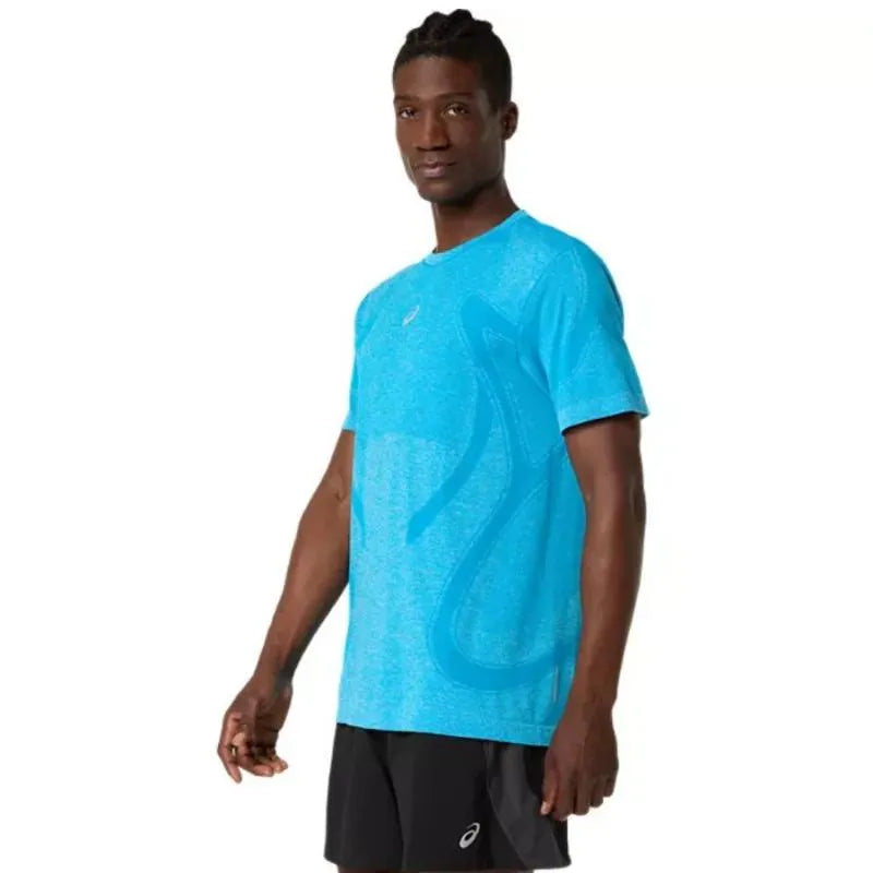Asics T-shirt Road Seamless SS Top Bleu Ciel - vue 3