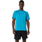 Asics T-shirt Road SS Top Bleu Egeo