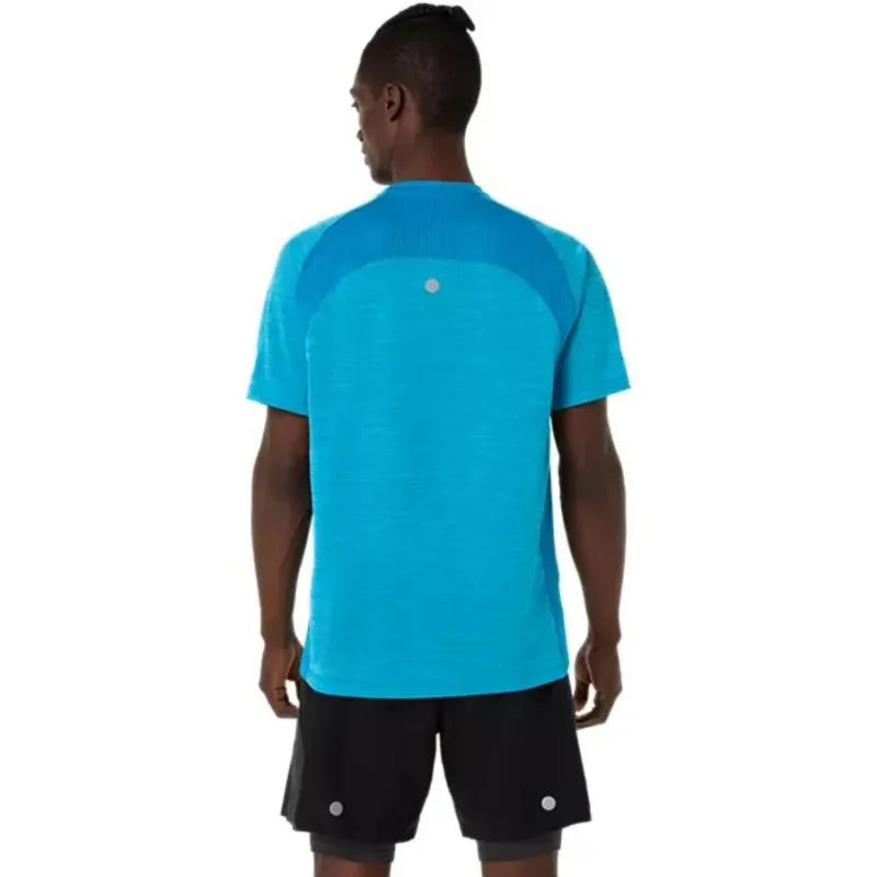 Asics T-shirt Road SS Top Bleu Egeo - vue 2