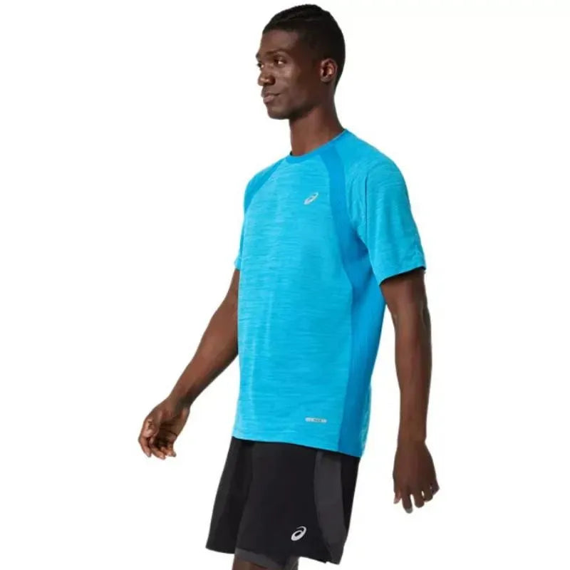 Asics T-shirt Road SS Top Bleu Egeo - vue 3