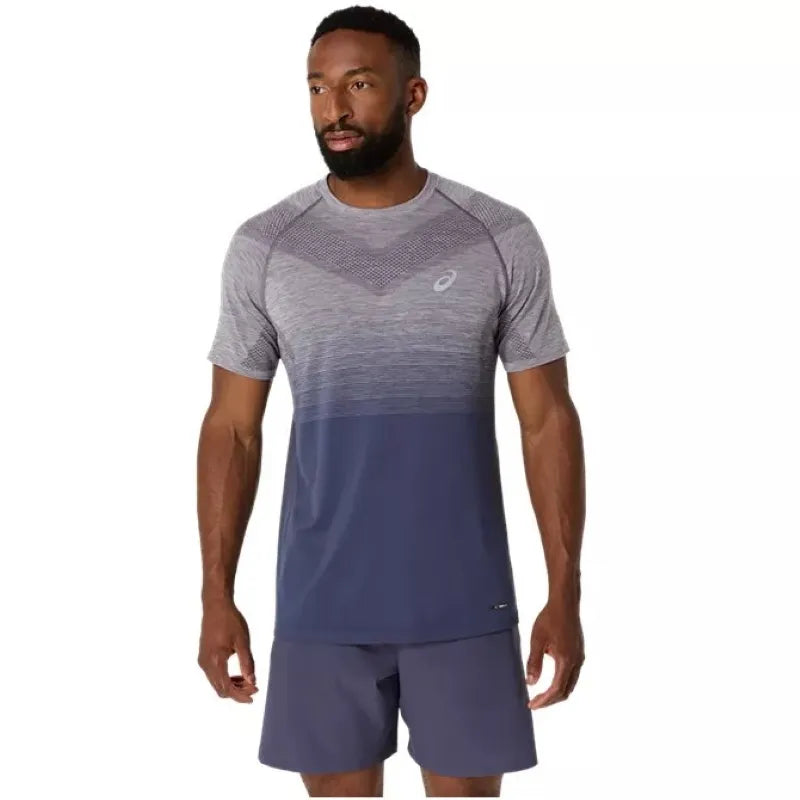 Asics T-shirt Seamless SS Top Gris Lavande Bleu Indigo
