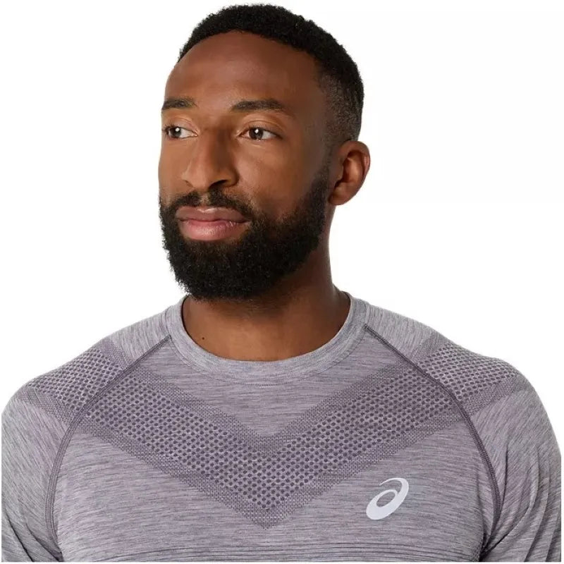 Asics T-shirt Seamless SS Top Gris Lavande Bleu Indigo - vue 4