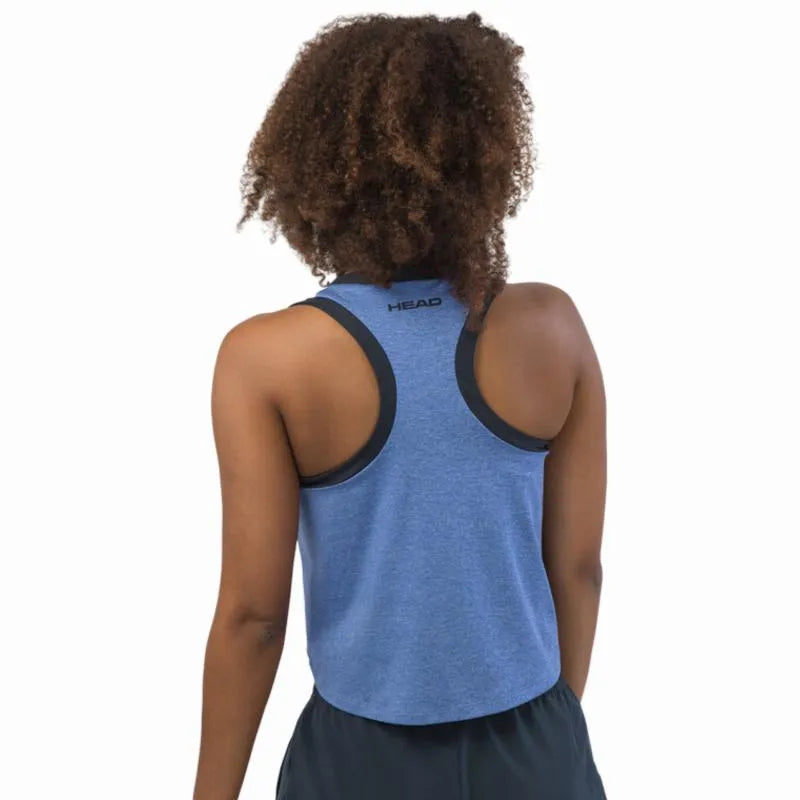 Head T-shirt Play Crop Top Blanc Bleu Royal Femme - vue 3