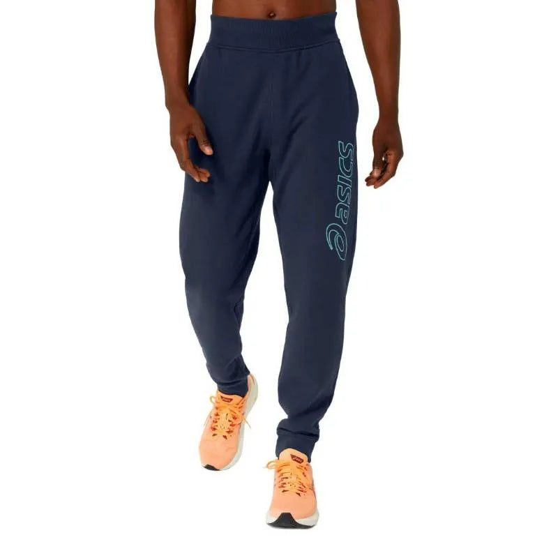 Asics Pantalon Logo Bleu Minuit Vert