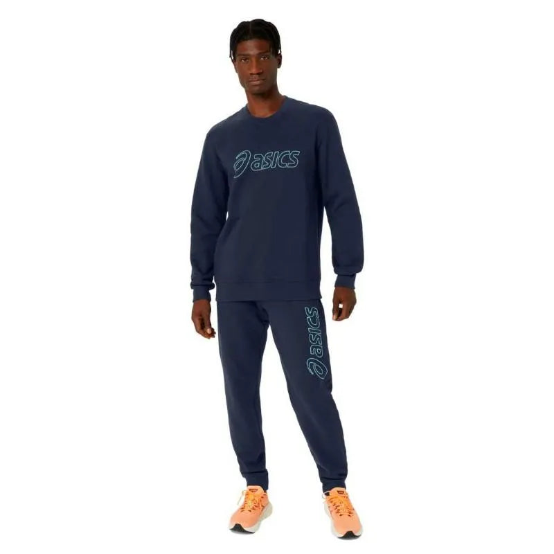 Asics Pantalon Logo Bleu Minuit Vert - vue 4