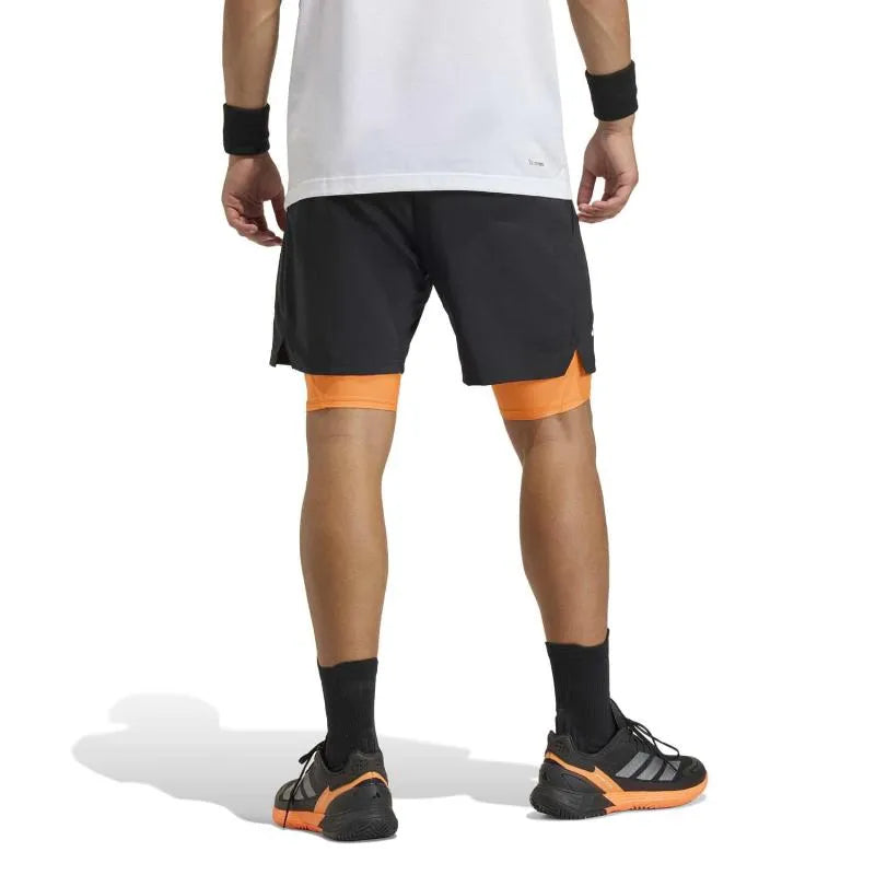 Adidas Short Club 2 En 1 Noir Orange - vue 2