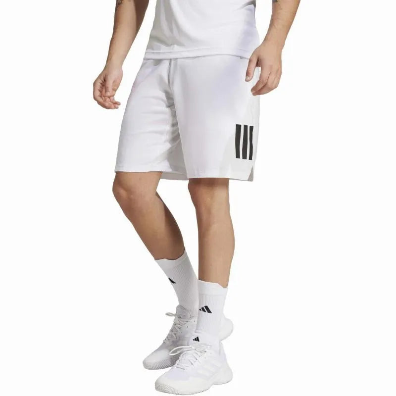 Adidas Short Club 3 Stripes Blanc Noir - vue 3