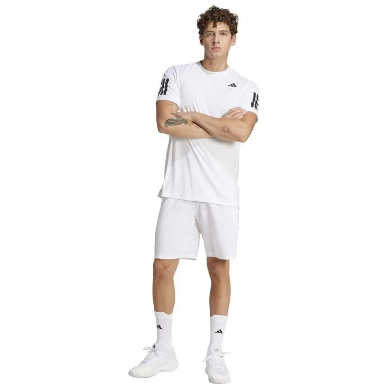 Adidas Short Club 3 Stripes Blanc Noir - vue 5