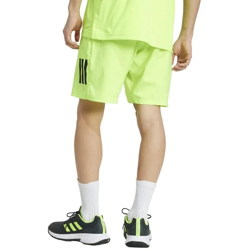 Adidas Short Club 3 Stripes Lucid Limon Noir - vue 2